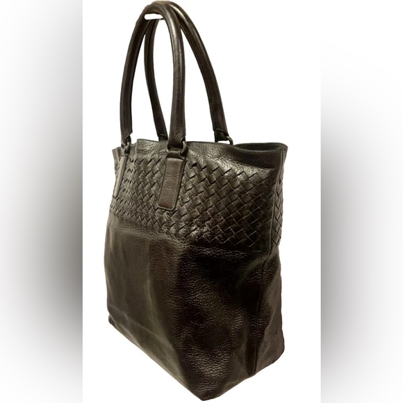 Bottega Veneta Vintage Intrecciato Leather Tote Dark Brown. - Picture 6 of 11